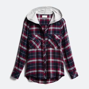 Mello Day Zoie Hooded Flannel Plaid Shirt